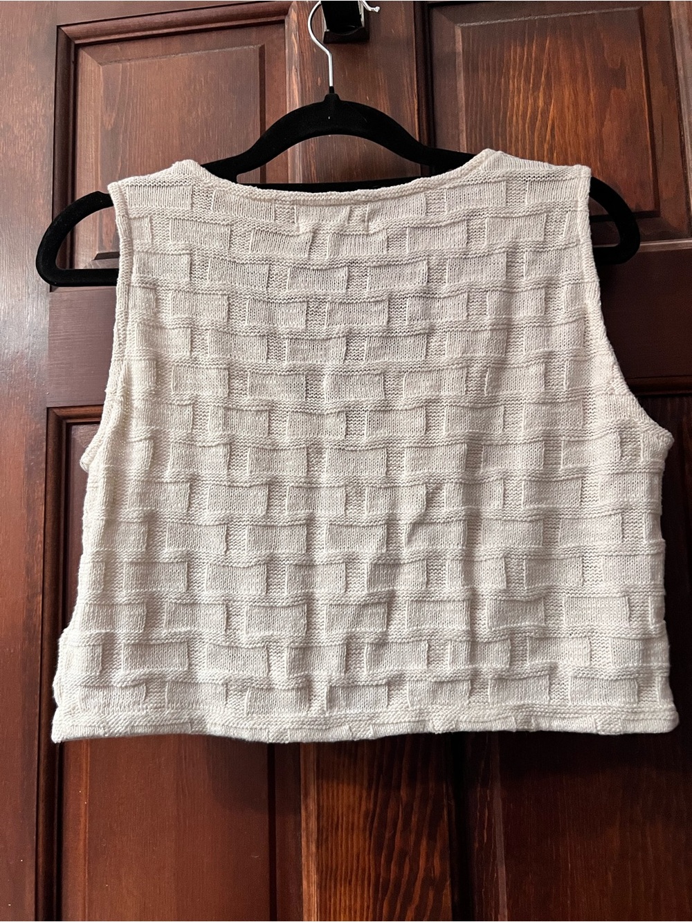Madewell Cream Basketweave Knit Cottagecore Cotton Blend Crop Vest Top XS - Picture 13 of 14